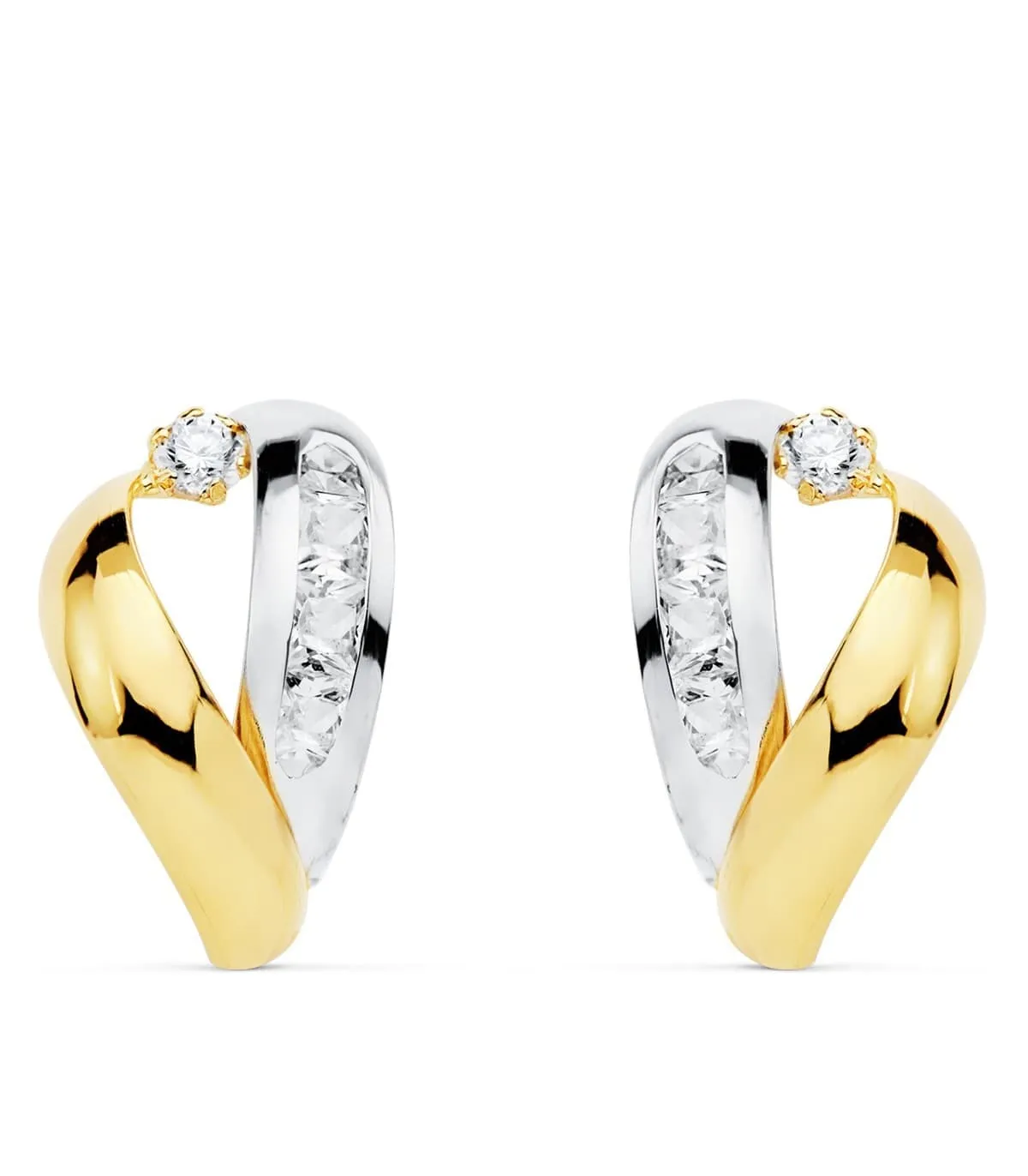Boucles d'oreilles Bandes Illinois Or Bicolore 18K