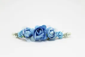Pasador comunión flores azul niña