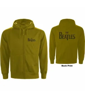 THE BEATLES Drop T Logo (Back Print) Sudadera Verde con Capucha y Cremallera Licencia Oficial RockOff BEATHOOD11MGR